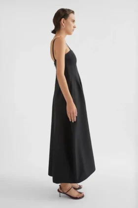 Abito bustier tecnico in gabardine