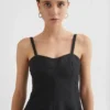 Abito bustier tecnico in gabardine
