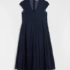 Abito plissettato in organza di cotone