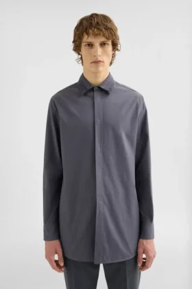 Camicia in cotone con colletto a più strati