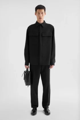 Camicia in gabardine di lana leggera