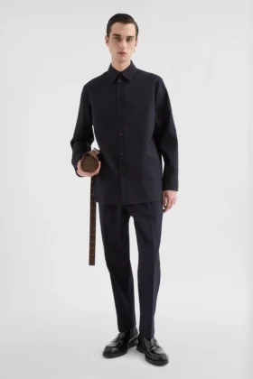 Camicia in gabardine di lana leggera