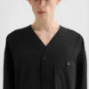 Camicia in popeline di cotone con scollo a V