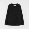Camicia in popeline di cotone con scollo a V