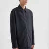 Camicia in popeline di lana con chiusura a zip