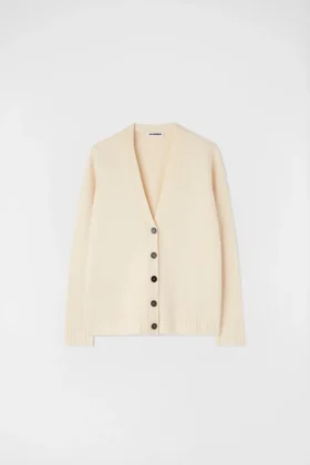 Cardigan in lana con scollo a V