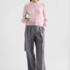 Cardigan leggero in lana con collo a giro