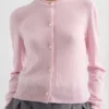 Cardigan leggero in lana con collo a giro