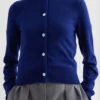 Cardigan leggero in lana con collo a giro