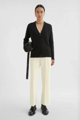 Cardigan leggero in lana con scollo a V