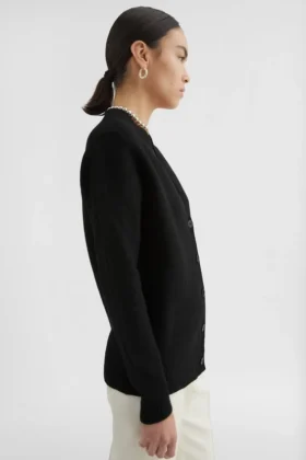 Cardigan leggero in lana con scollo a V