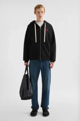 Felpa con zip in spugna di cotone