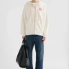 Felpa con zip in spugna di cotone