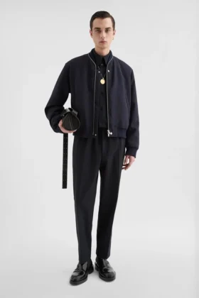 Giacca bomber in gabardine di lana