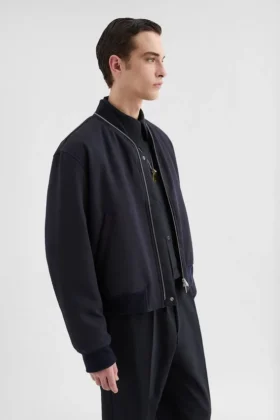 Giacca bomber in gabardine di lana