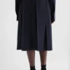Gonna a pieghe in gabardine di lana
