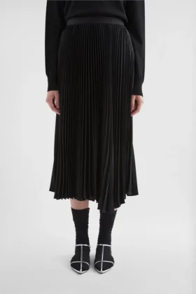 Gonna a pieghe in twill tecnico