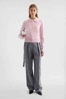 Maglione polo in lana leggera