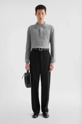 Maglione polo in lana leggera