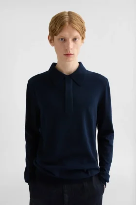 Maglione polo in lana leggera