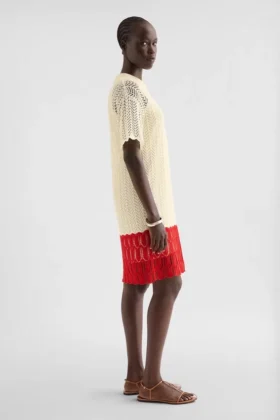 Miniabito in cotone a maglia pointelle