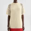 Miniabito in cotone a maglia pointelle