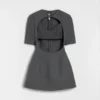 Miniabito in twill di lana con cut-out