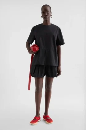 Pantaloncini a palloncino in popeline di cotone