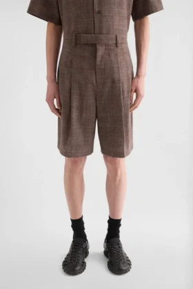 Pantaloncini in misto lana flammé