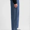Pantaloni affusolati in chambray di cotone