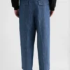 Pantaloni affusolati in chambray di cotone