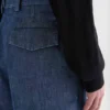 Pantaloni affusolati in chambray di cotone