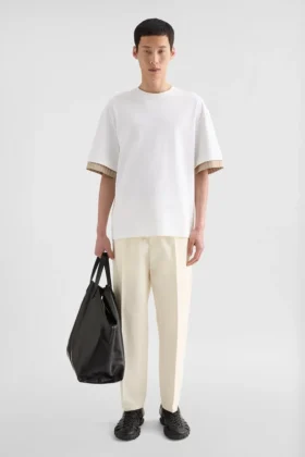 Pantaloni affusolati in cotone leggero