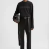Pantaloni affusolati in gabardine di lana
