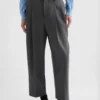 Pantaloni affusolati in gabardine di lana