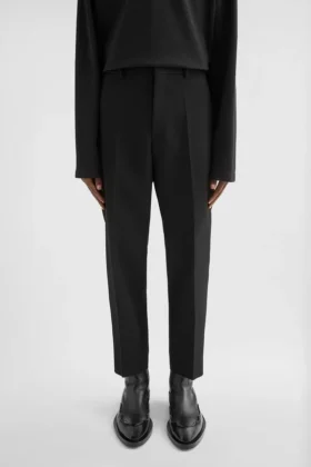 Pantaloni affusolati in gabardine di lana