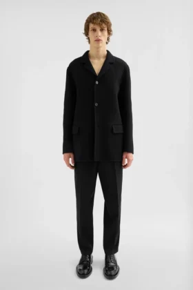 Pantaloni affusolati in gabardine di lana leggera