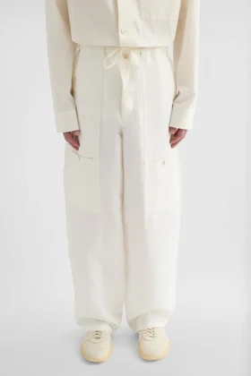 Pantaloni cargo in misto lino