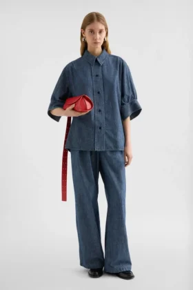 Pantaloni in chambray di cotone