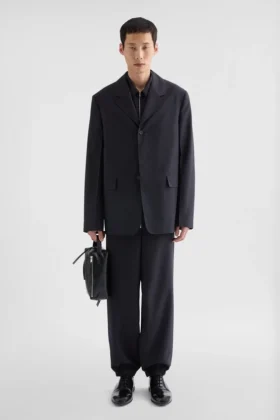 Pantaloni in popeline di lana