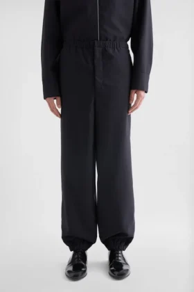 Pantaloni in popeline di lana