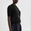 T-shirt in maglia di cotone a punto traforato