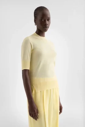 T-shirt in maglia mista cashmere