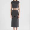 Top corto in twill di lana