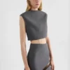 Top corto in twill di lana