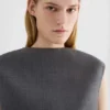 Top corto in twill di lana
