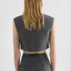 Top corto in twill di lana